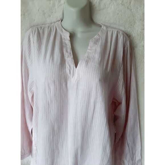 Old Navy NWT linen blend pink striped XS prasant blouse - Picture 2 of 6
